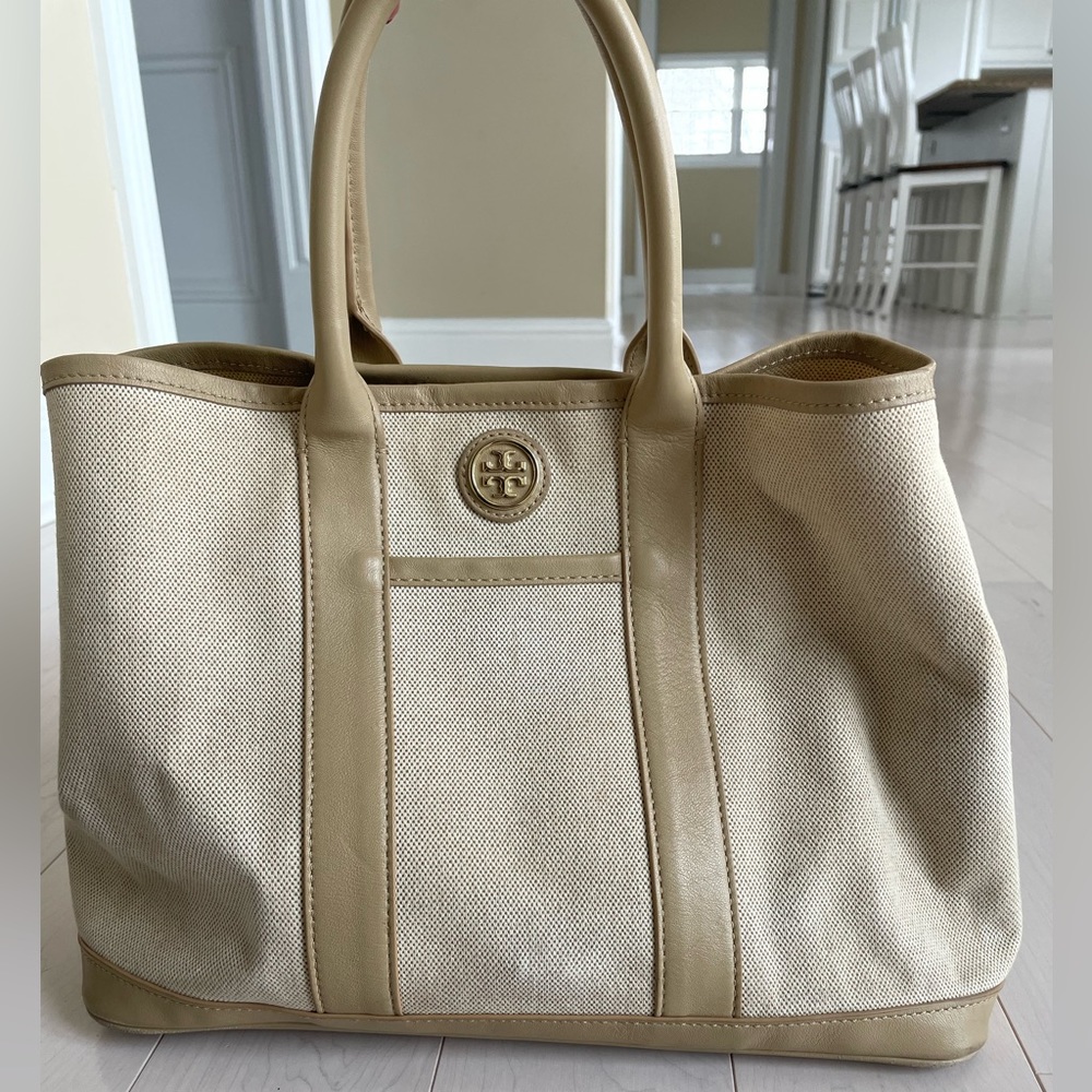 Tory Burch Tan Linen Purse